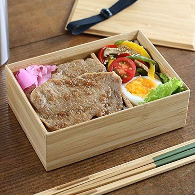 Japanese Wooden Bento Box Natural Bamboo 500ml White