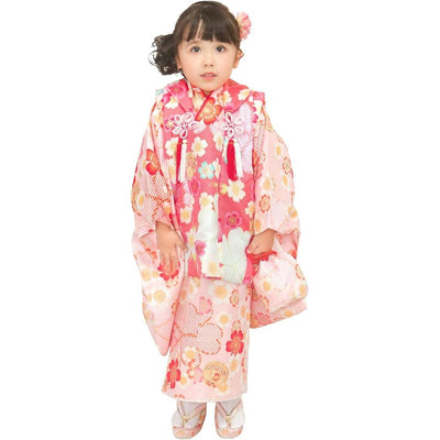 Full Kimono Set for 3 Years Old  Light Pink Sakura Shichigosan/New Years Ceremony