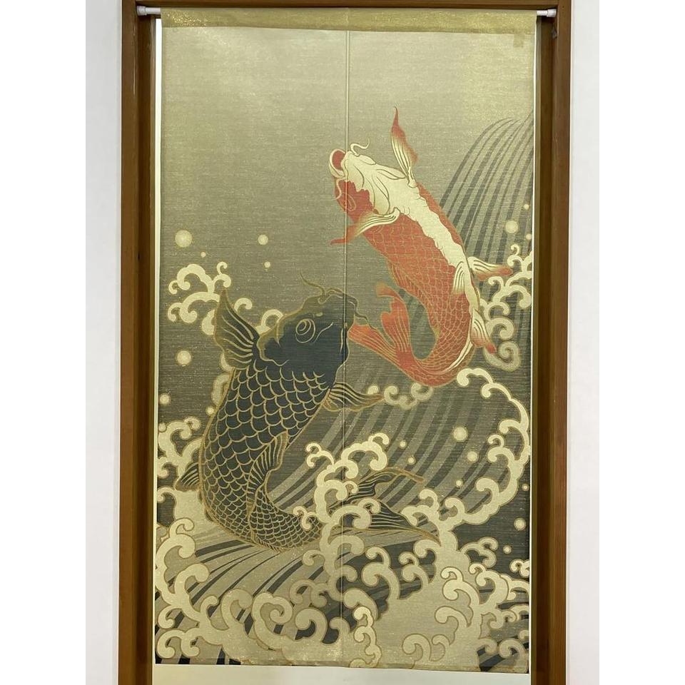 NOREN Japanese Doorway Curtain UKIYOE Correction Golden Threads