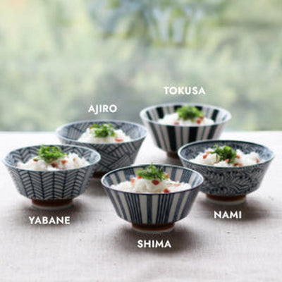 Set of 5 Mino Ware Japanese Traditional Desinged Noodle Bowl