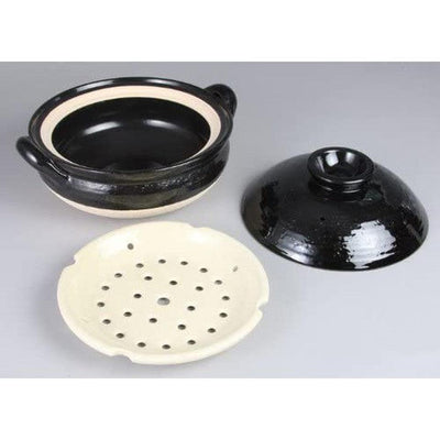 NAGATANIEN Steam Donabe Clay Pot Large 31cm Black