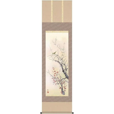 Kakejiku Plum Blossoms & Nightingale Chikuyo Tamura Hanging Scroll