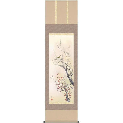 Kakejiku Plum Blossoms & Nightingale Chikuyo Tamura Hanging Scroll