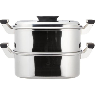 27x27cm Stainless Steel 2-Stage Steamer Gas/Induction Square