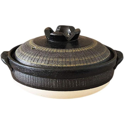 Banko Ware Deep Donabe 4-5 People Large Kuro-Tokusa Clay Pot Black