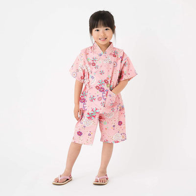 Kid's Jinbei 90cm-150cm Girls Ripple Pink