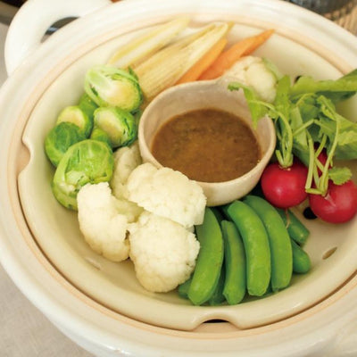 NAGATANIEN Steam Donabe Clay Pot Large 31cm White