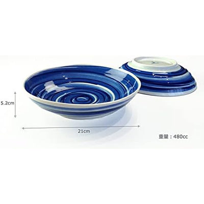 Mino Ware Ceramic Plate for Soba/Udon HAKEME Blue