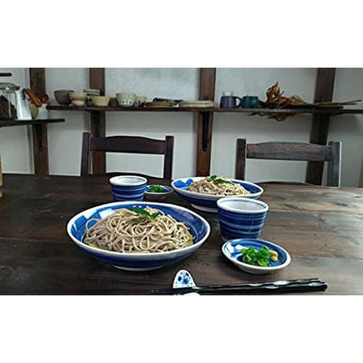 Mino Ware Ceramic Plate for Soba/Udon HAKEME Blue