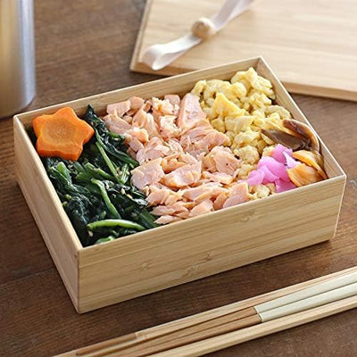 Japanese Wooden Bento Box Natural Bamboo 500ml White