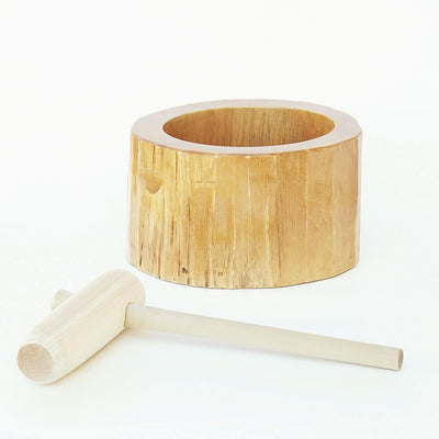 1.5-Sho Mini Wooden Mochitsuki Usu Set w/Kine Pounding Rice Cake