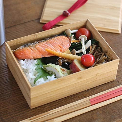 Japanese Wooden Bento Box Natural Bamboo 500ml White