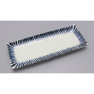 Mino Ware 28x11cm Ceramic Sushi/Sashimi Plate Rectangle TOKUSA Lines