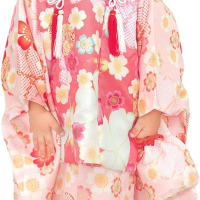 Full Kimono Set for 3 Years Old  Light Pink Sakura Shichigosan/New Years Ceremony