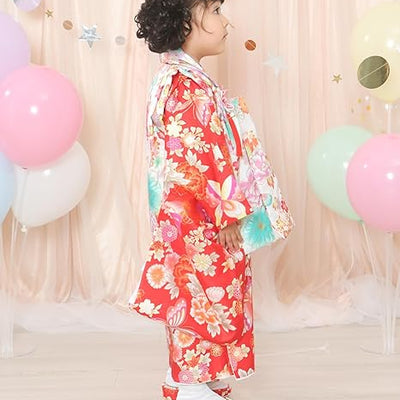 Full Kimono Set for 3 Years Old Red Shichigosan/New Years Ceremony