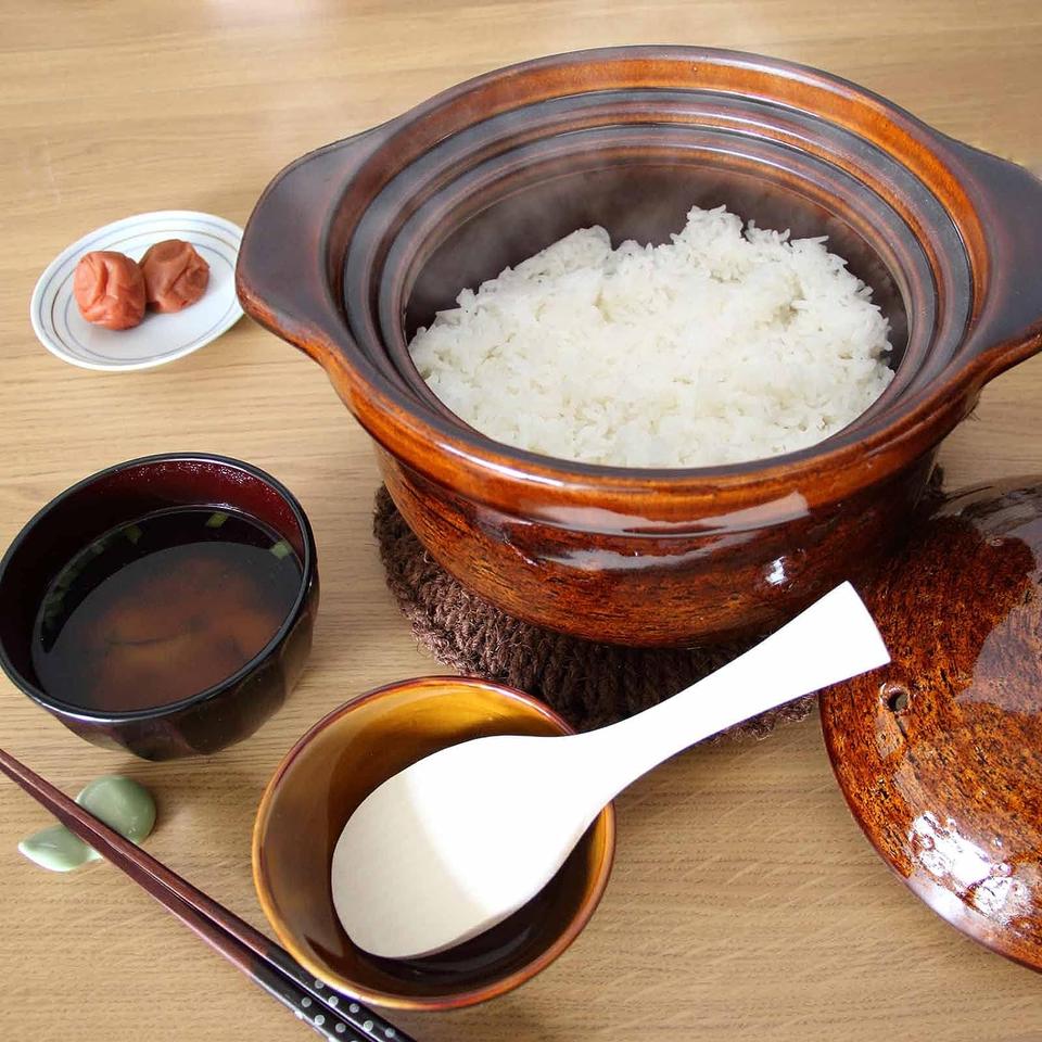 AIKA+NAGATANIEN KAMADO SAN 3-Rice Cup Donabe Rice Cooker Clay Pot Styl ...