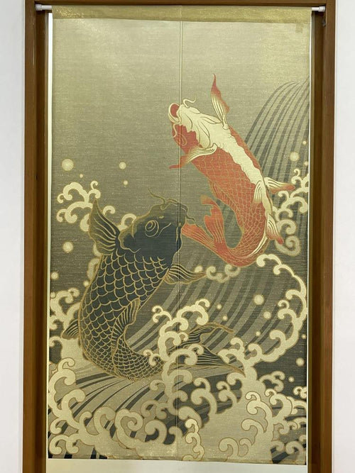 NOREN Japanese Doorway Curtain UKIYOE Correction Golden Threads