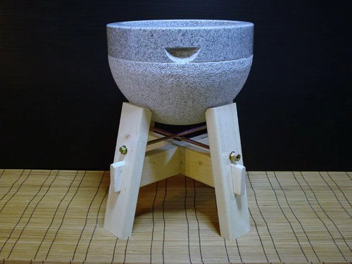 3-Sho Mikage Stone Mochitsuki Usu Set/Rice Cake Pounding Mortar & Wooden stand