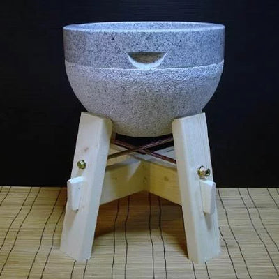 3-Sho Mikage Stone Mochitsuki Usu Set/Rice Cake Pounding Mortar & Wooden stand