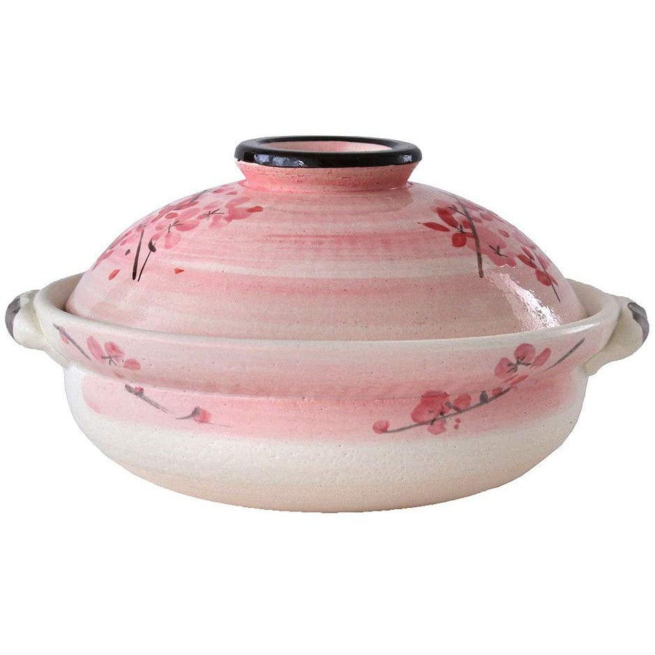 Japanese Sakura Donabe Ceramic Hot Pot Casserole 72 oz Earthenware Clay Pot  Serves 3-4 People Made In Japan