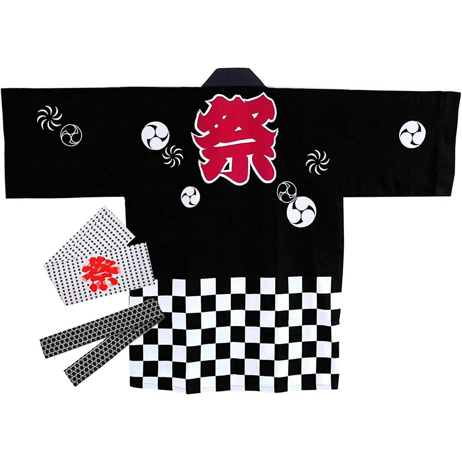 UNISEX  Happi Set Matsuri Black Large "祭 (Festival)"