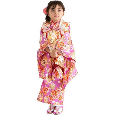 Full Kimono Set for 3 Years Old Purple Shichigosan/New Years Ceremony