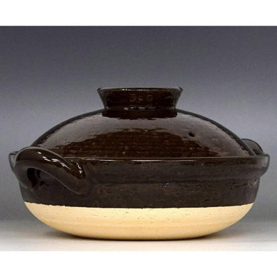 NAGATANIEN IGA Donabe 3-5 people Large 30.5cm Brown Ame Clay Pot