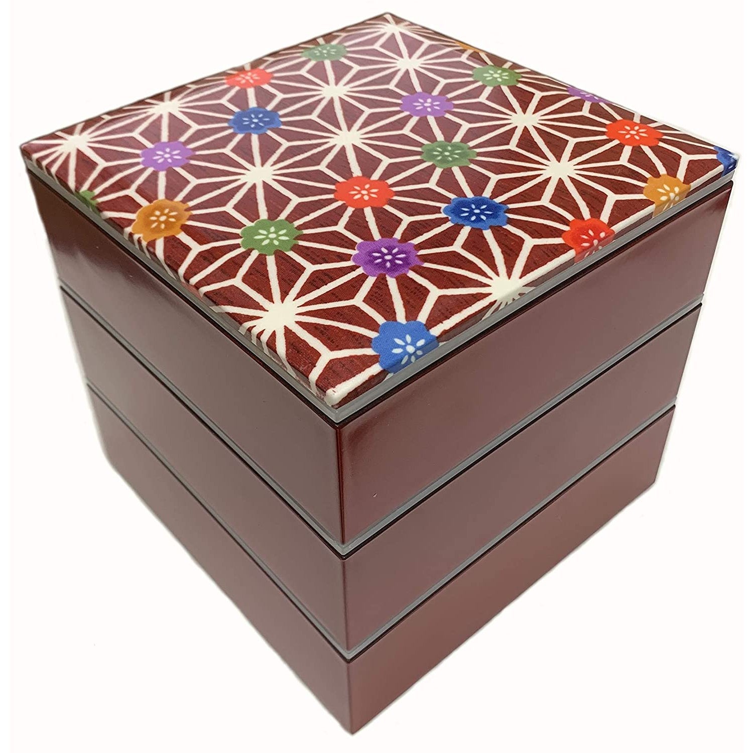 3-Stage 18cm Osechi Jubako Lunch Box Container Colorful Flower 