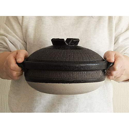 Black Banko Donabe Japanese Clay Pot for 3 to 4 persons