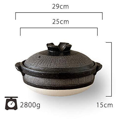 Banko Ware Deep Donabe 2-3 People 25cm Kuro-Tokusa Clay Pot Black