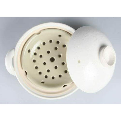 NAGATANIEN Steam Donabe 1-3 People 23.5cm White Clay Pot Earthenware